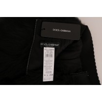 Dolce & Gabbana Elegante Schwarze Pelz Mini Shorts Hot Pants