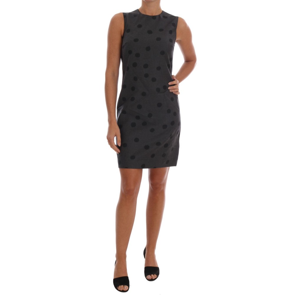 Dolce & Gabbana Schickes ärmelloses Kleid aus gepunkteter Wolle