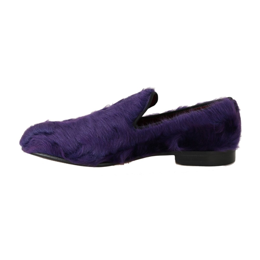 Dolce & Gabbana Plüsch Lila Schafspelz Loafers