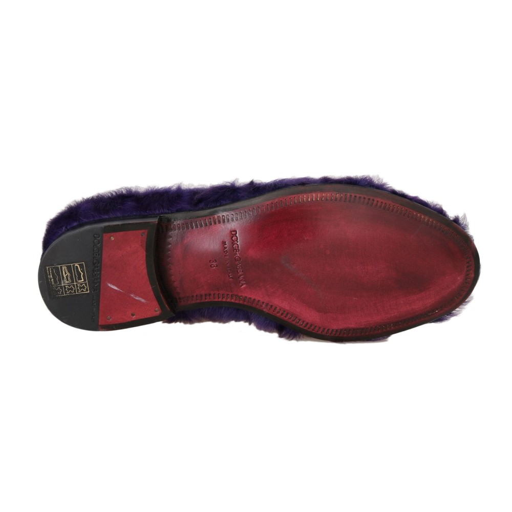 Dolce & Gabbana Plüsch Lila Schafspelz Loafers