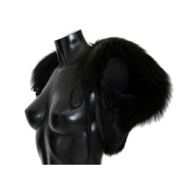 Dolce & Gabbana Eleganter Schwarz-Silber-Fuchsfell-Schal