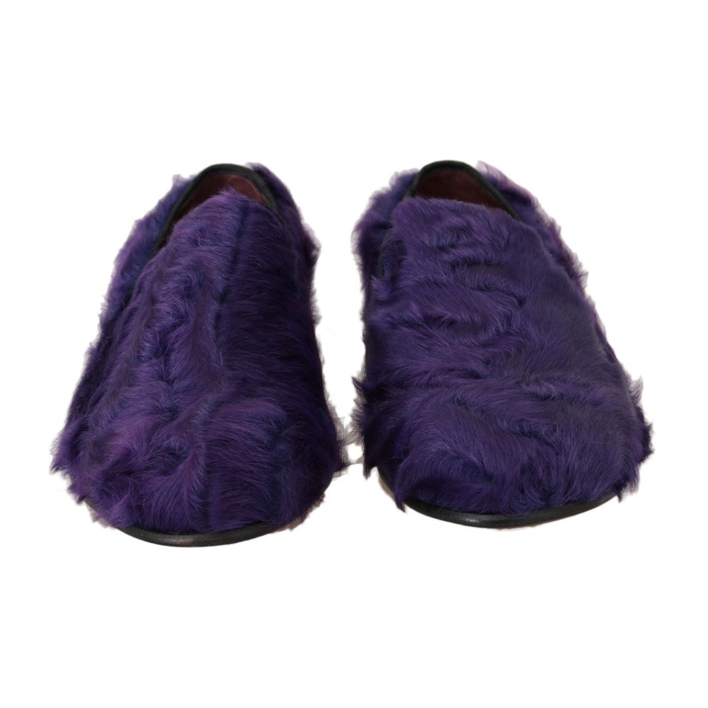 Dolce & Gabbana Plüsch Lila Schafspelz Loafers