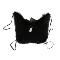 Dolce & Gabbana Eleganter Schwarz-Silber-Fuchsfell-Schal