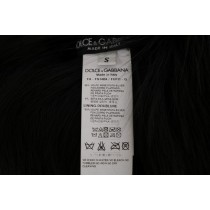 Dolce & Gabbana Eleganter Schwarz-Silber-Fuchsfell-Schal