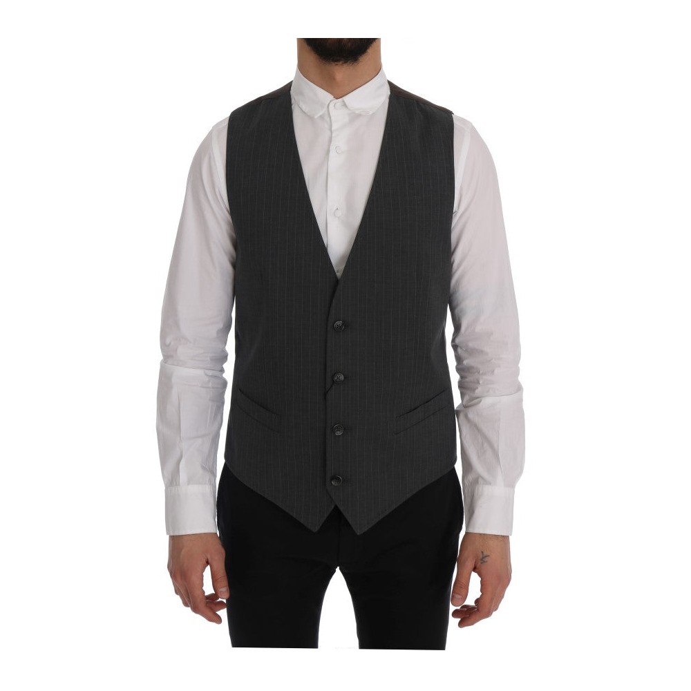Dolce & Gabbana Elegante gestreifte graue Weste