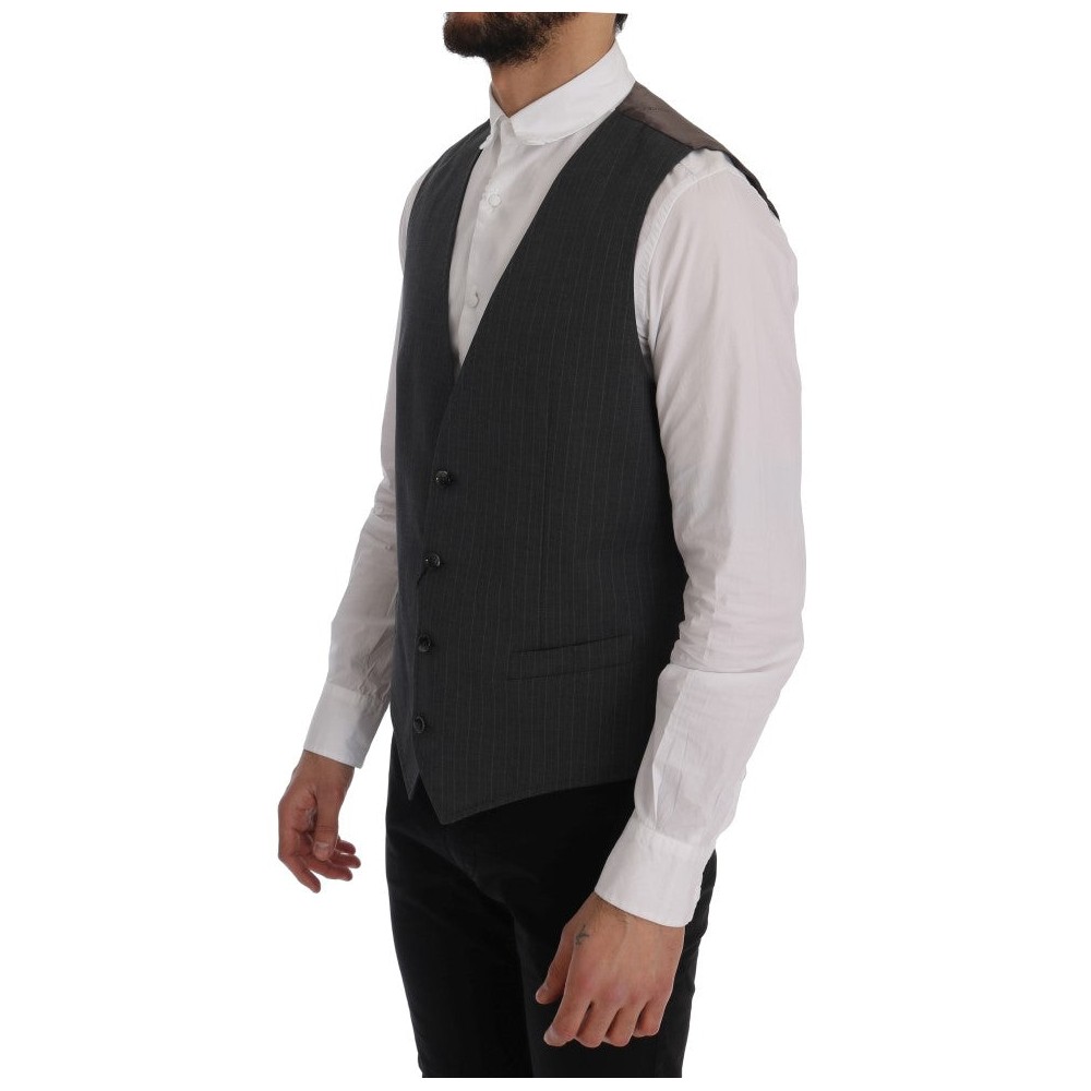 Dolce & Gabbana Elegante gestreifte graue Weste