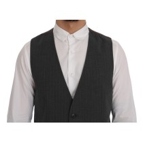 Dolce & Gabbana Elegante gestreifte graue Weste