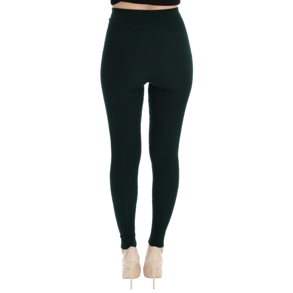 Dolce & Gabbana Elegante Strumpfhose mit hoher Taille aus grüner Wolle