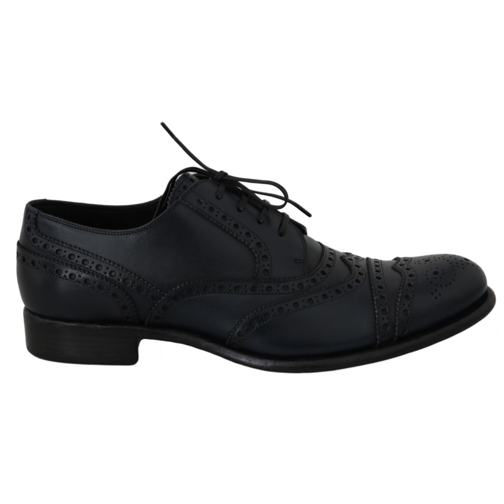Dolce & Gabbana Elegante Derby-Schuhe aus blauem Leder mit Flügelspitze
