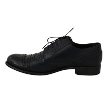 Dolce & Gabbana Elegante Derby-Schuhe aus blauem Leder mit Flügelspitze