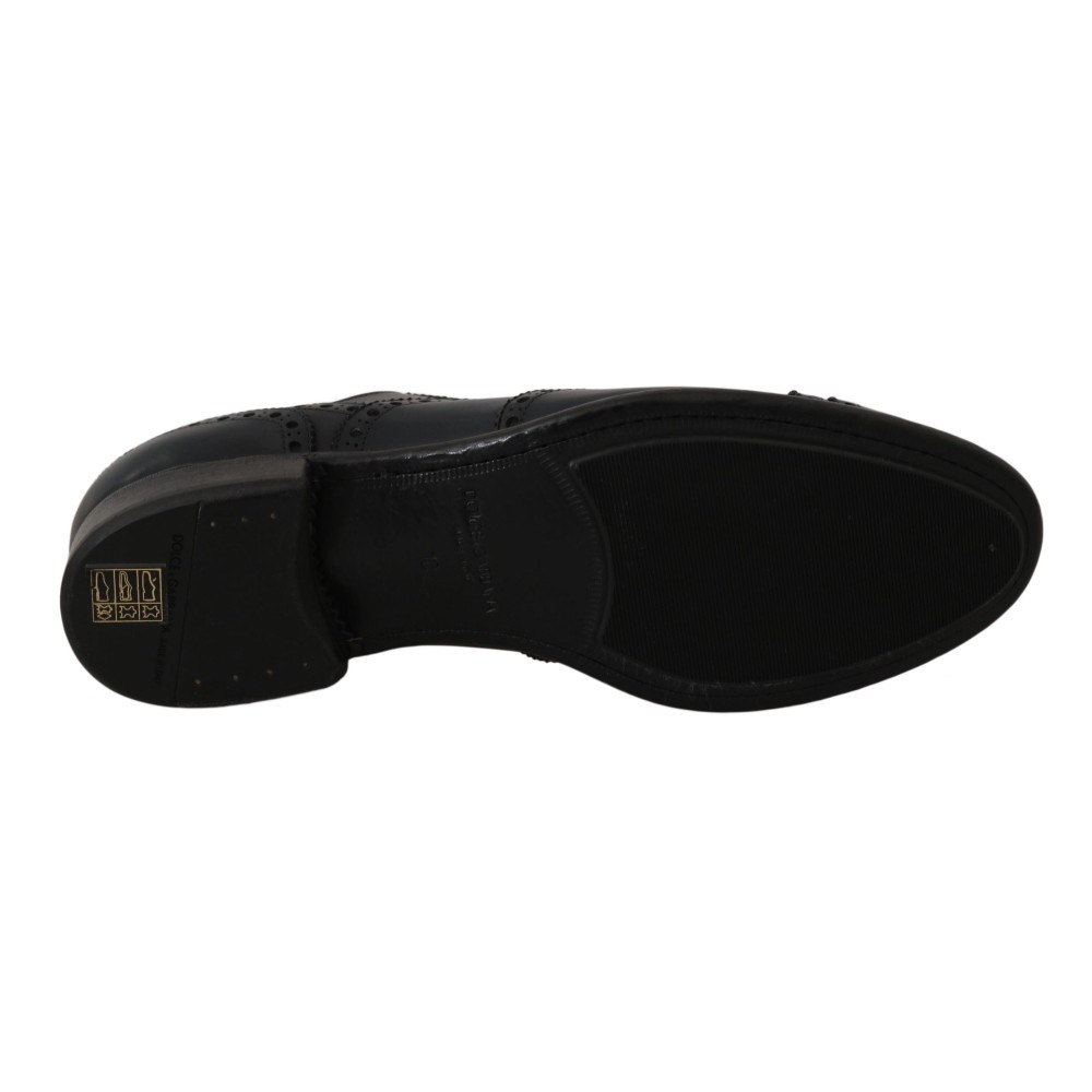Dolce & Gabbana Elegante Derby-Schuhe aus blauem Leder mit Flügelspitze