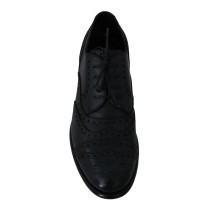 Dolce & Gabbana Elegante Derby-Schuhe aus blauem Leder mit Flügelspitze