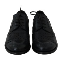 Dolce & Gabbana Elegante Derby-Schuhe aus blauem Leder mit Flügelspitze