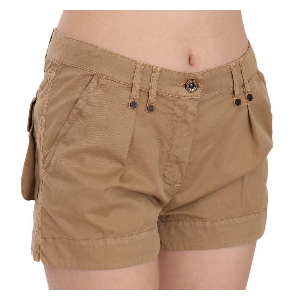 PLEIN SUD Schicke braune Mini-Shorts mit mittlerer Taille