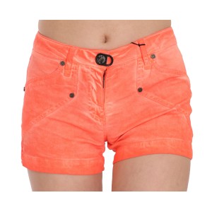 PLEIN SUD Schicke orangefarbene Mini-Shorts mit mittlerer Taille