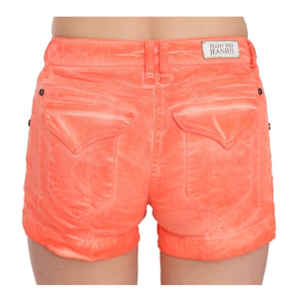 PLEIN SUD Schicke orangefarbene Mini-Shorts mit mittlerer Taille
