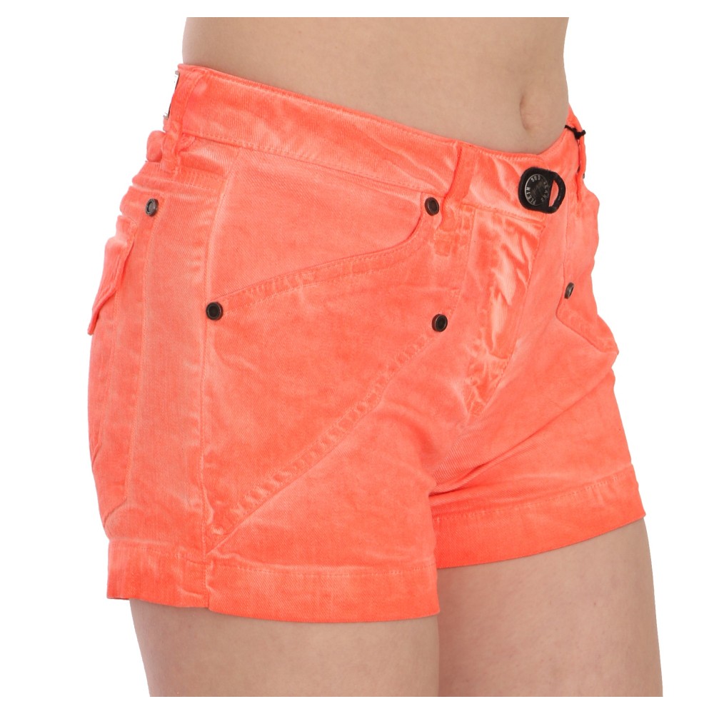PLEIN SUD Schicke orangefarbene Mini-Shorts mit mittlerer Taille