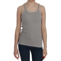 PINK MEMORIES Elegante ärmellose Bluse aus grauer Baumwolle