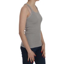PINK MEMORIES Elegante ärmellose Bluse aus grauer Baumwolle