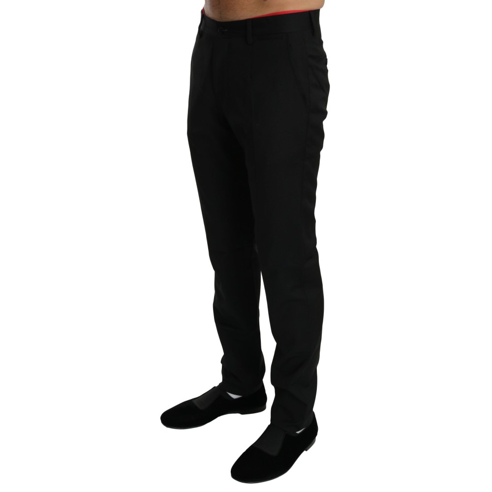 Dolce & Gabbana Elegante Schwarze Woll-Kleid-Hose
