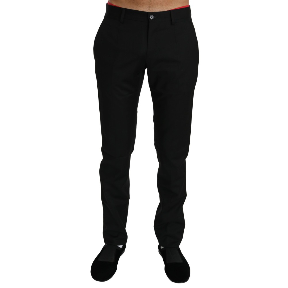 Dolce & Gabbana Elegante Schwarze Woll-Kleid-Hose