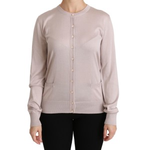 Dolce & Gabbana Rosa Strickjacke mit Rundhalsausschnitt aus Seidenmischung