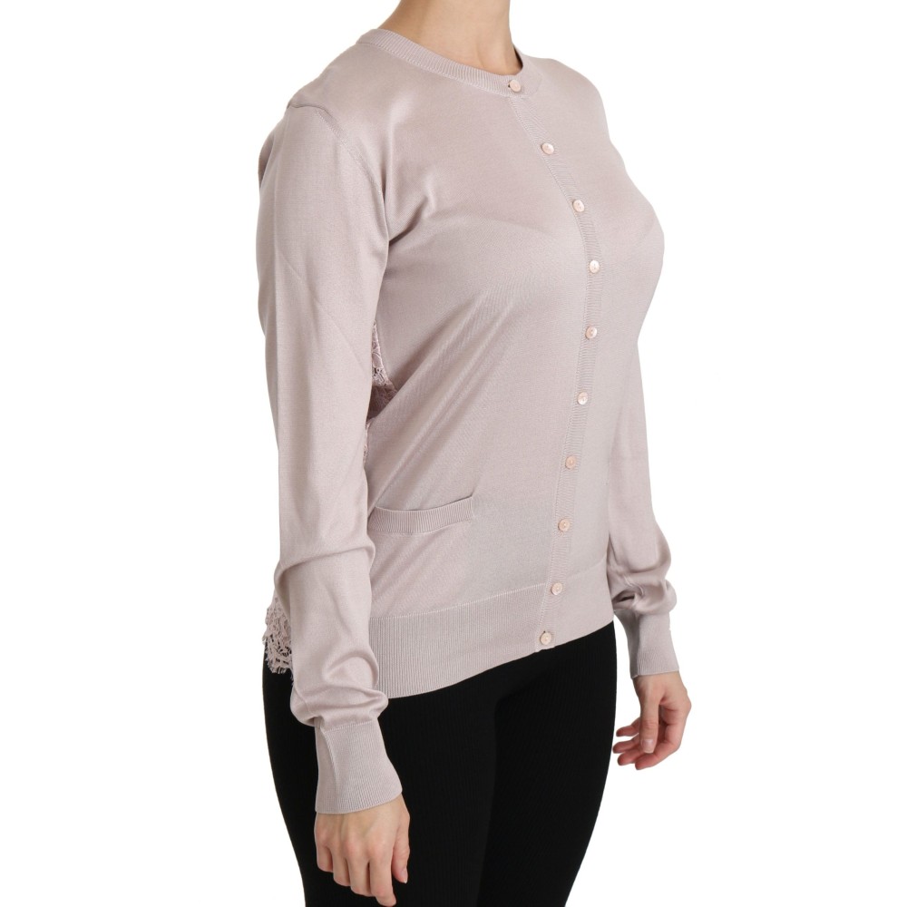 Dolce & Gabbana Rosa Strickjacke mit Rundhalsausschnitt aus Seidenmischung