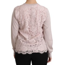 Dolce & Gabbana Rosa Strickjacke mit Rundhalsausschnitt aus Seidenmischung