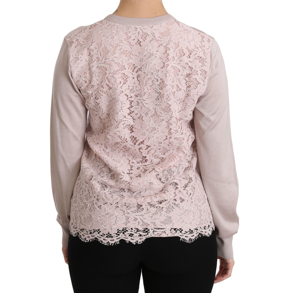 Dolce & Gabbana Rosa Strickjacke mit Rundhalsausschnitt aus Seidenmischung