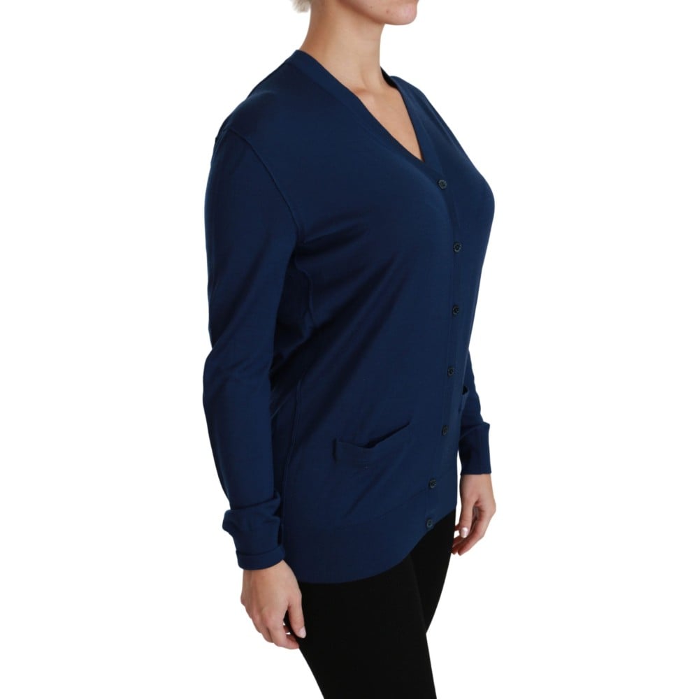 Dolce & Gabbana Eleganter Blauer Cardigan aus Schurwolle