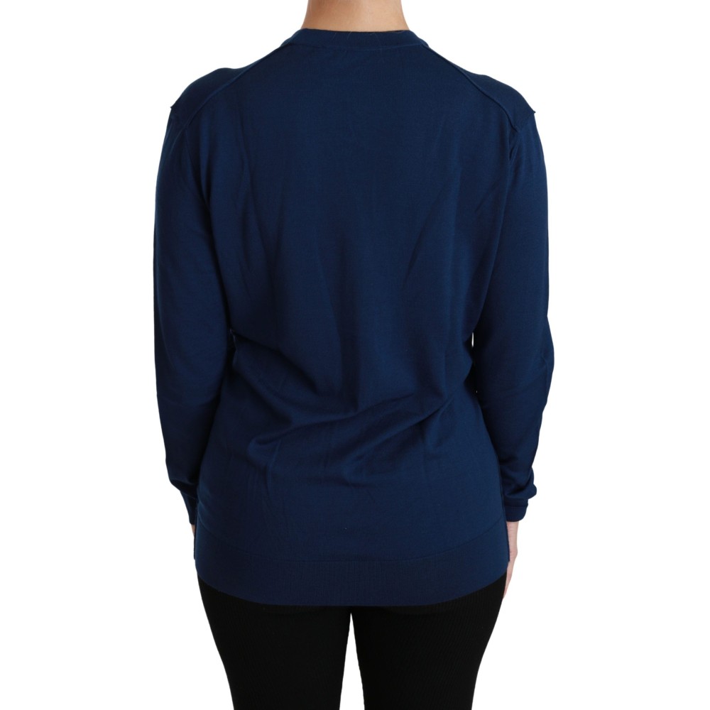 Dolce & Gabbana Eleganter Blauer Cardigan aus Schurwolle