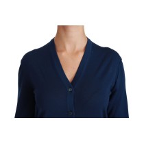 Dolce & Gabbana Eleganter Blauer Cardigan aus Schurwolle