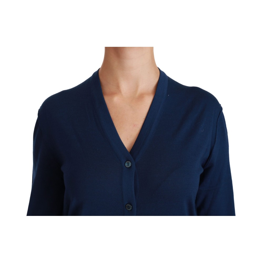 Dolce & Gabbana Eleganter Blauer Cardigan aus Schurwolle