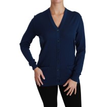 Dolce & Gabbana Eleganter Blauer Cardigan aus Schurwolle