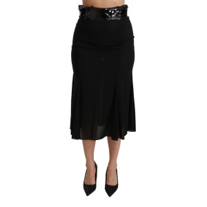 Dolce & Gabbana Eleganter Schwarzer Rock mit hoher Taille und Pailletten