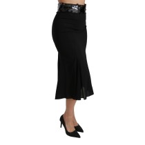 Dolce & Gabbana Eleganter Schwarzer Rock mit hoher Taille und Pailletten