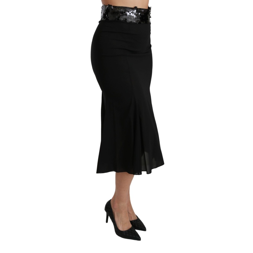 Dolce & Gabbana Eleganter Schwarzer Rock mit hoher Taille und Pailletten