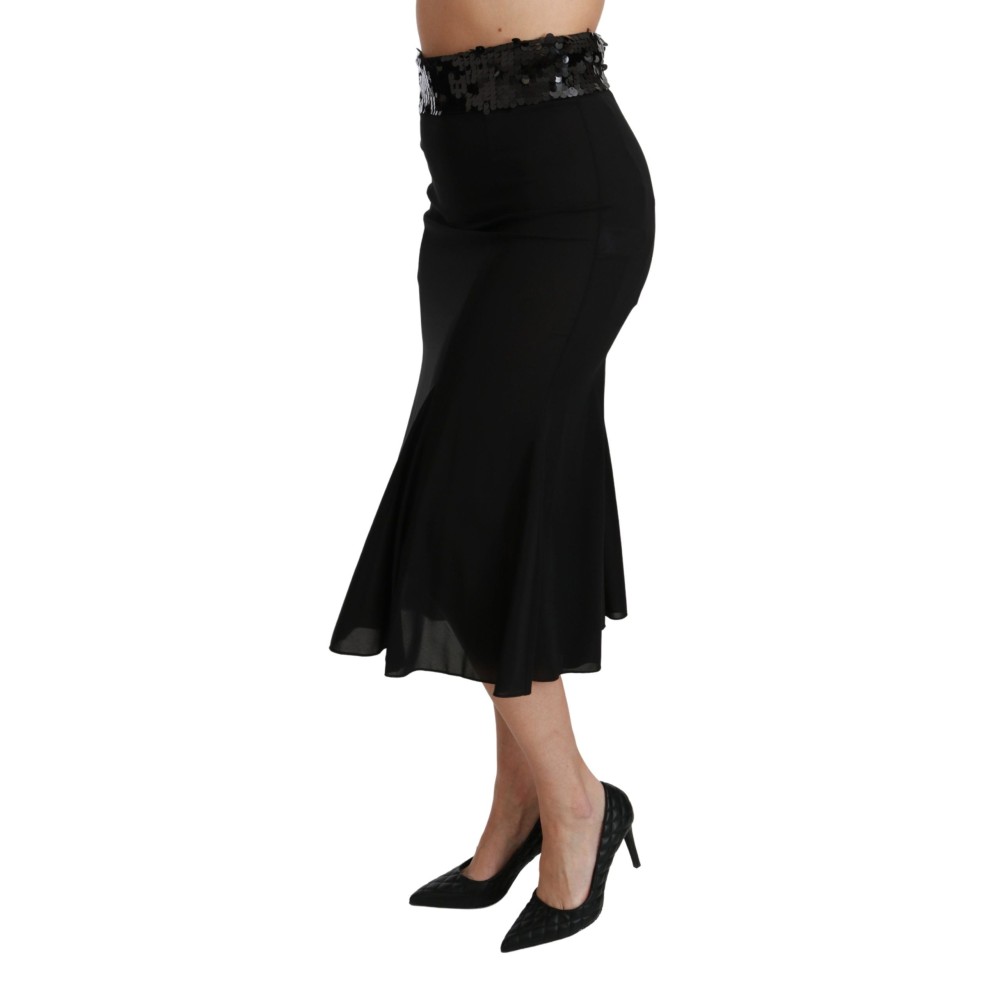 Dolce & Gabbana Eleganter Schwarzer Rock mit hoher Taille und Pailletten