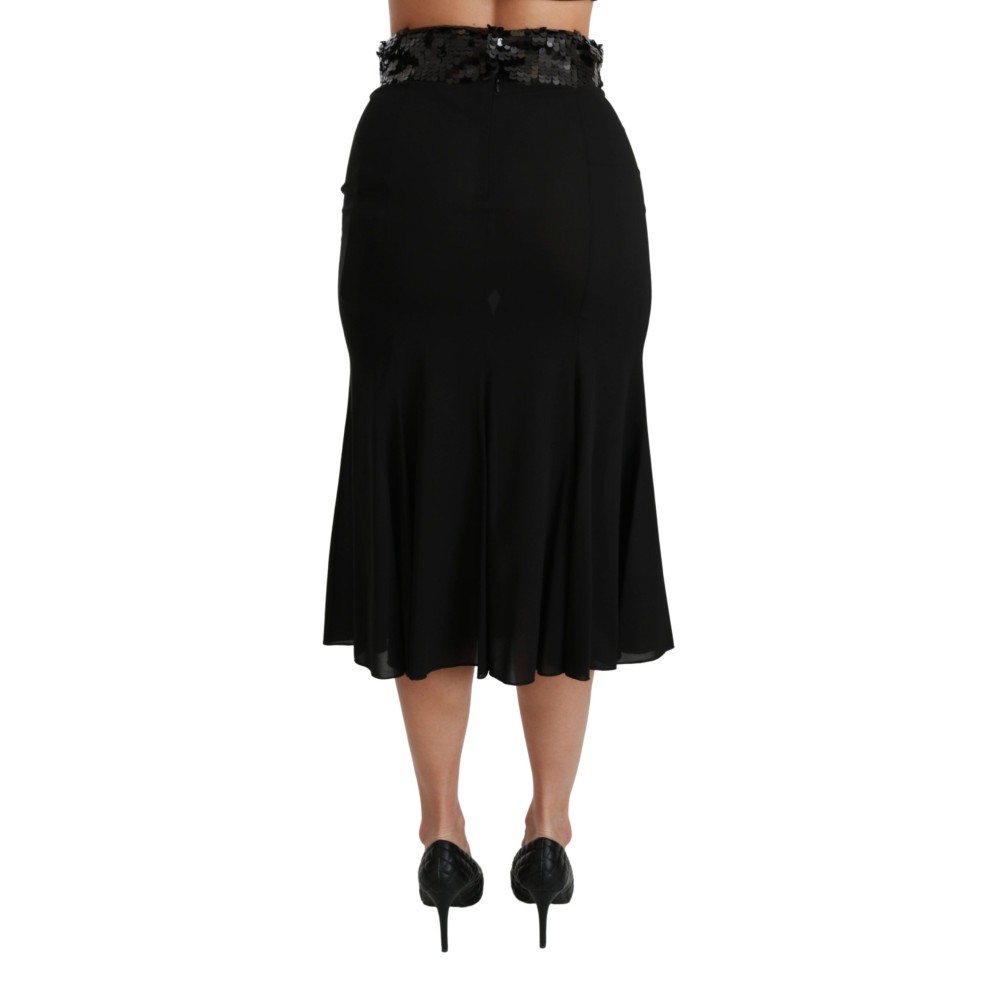 Dolce & Gabbana Eleganter Schwarzer Rock mit hoher Taille und Pailletten