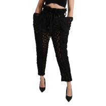 Dolce & Gabbana Schicke konisch zulaufende Hose mit hoher Taille und Spitze