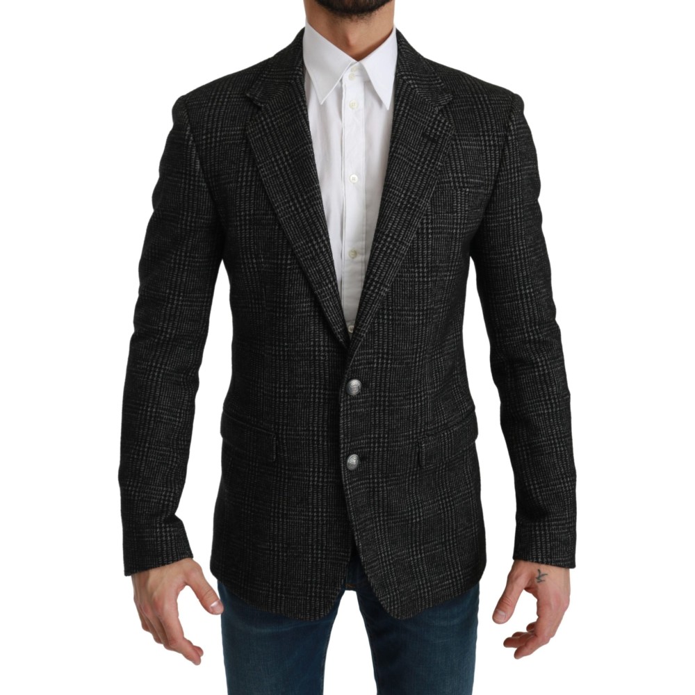 Dolce & Gabbana Eleganter grauer karierter Blazer in schmaler Passform