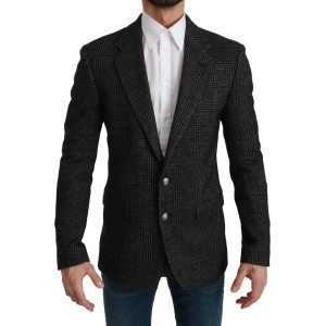 Dolce & Gabbana Eleganter grauer karierter Blazer in schmaler Passform