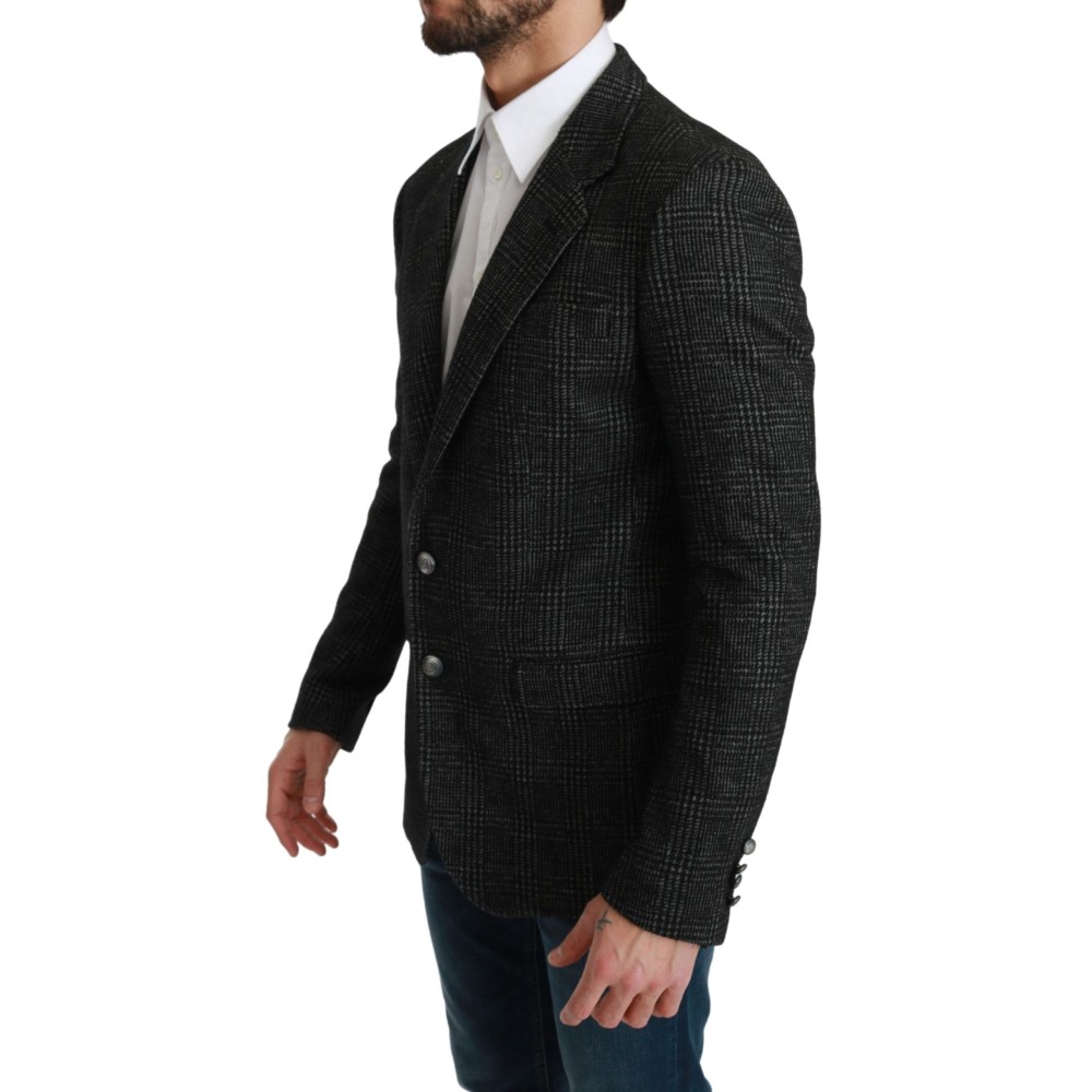Dolce & Gabbana Eleganter grauer karierter Blazer in schmaler Passform