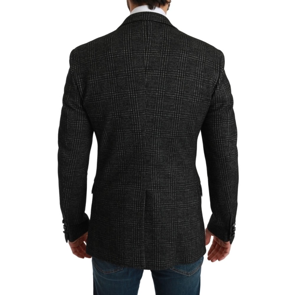 Dolce & Gabbana Eleganter grauer karierter Blazer in schmaler Passform