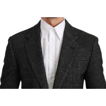 Dolce & Gabbana Eleganter grauer karierter Blazer in schmaler Passform