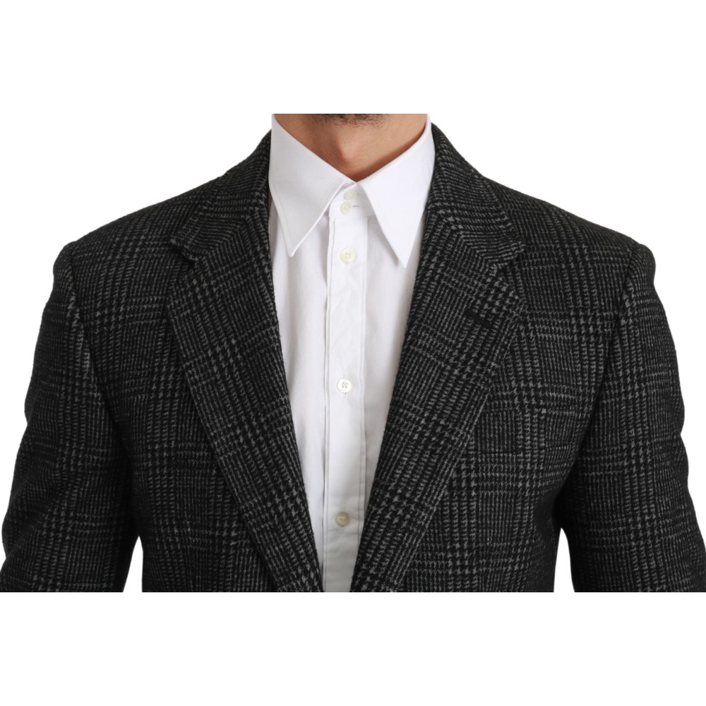 Dolce & Gabbana Eleganter grauer karierter Blazer in schmaler Passform
