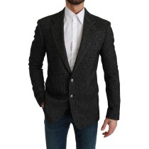 Dolce & Gabbana Eleganter grauer karierter Blazer in schmaler Passform