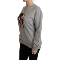 Dolce & Gabbana Eleganter Multicolor Pullover mit Rundhalsausschnitt und Stickerei