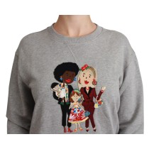 Dolce & Gabbana Eleganter Multicolor Pullover mit Rundhalsausschnitt und Stickerei