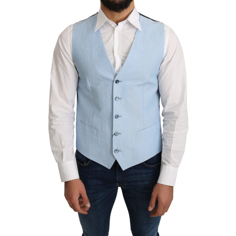 Dolce & Gabbana Elegante Azurblaue Herrenweste für den formellen Anlass